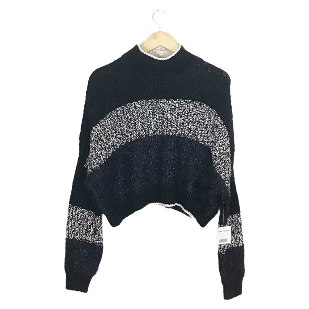 Free People Sunbrite Mock Neck Crop Sweater Small